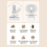 Clip Fan with Umbrella Shade & USB Charging