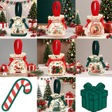 Collage of Christmas-themed decorative items including a bell, candy cane, and gift box.