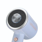 White kitchen appliance with metallic top on a white background