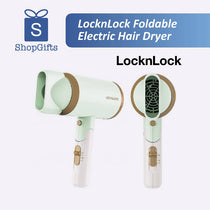 LocknLock foldable electric hair dryer on a white background with ShopGifts branding.