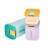 LocknLock food containers in pastel colors on a white background