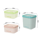 Three LocknLock storage containers with dimensions on a white background