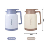 Two insulated carafes, one blue and one beige, with 'LocknLock' branding and dimensions displayed.