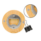 Wooden bottle opener with metal clip on a white background