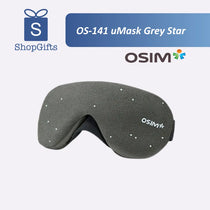 OSIM uMask Grey Star sleep mask with ShopGifts and Osim branding on a white background