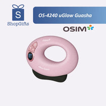 OSIM uGlow Guasha device with ShopGifts and Osim logos on a white background