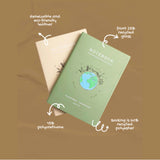 Recycled RPET notebook with eco-friendly cover, ideal for sustainable corporate gifting.
