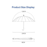 Durable umbrella with reinforced 16-rib design, ideal for strong winds and heavy rain