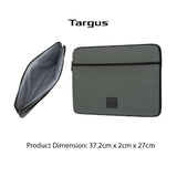 Targus 14-inch laptop sleeve in olive green and black colorway.