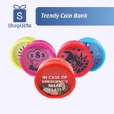Trendy coin bank with a modern design, ideal for saving coins at home, in the office, or as a decorative desk accessory.