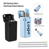 mini collapsible stainless steel straw set door gifts corporate gift