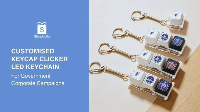 Customised Keycap Clicker LED Keychain for a Government Corporate Campaign