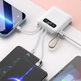 10,000mAH Mini Portable Powerbank with Built-in Cables