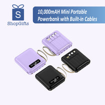 10,000mAH Mini Portable Powerbank with Built-in Cables