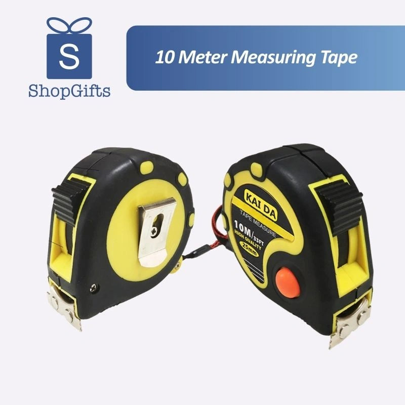 Yellow and black 10m Measuring tape with 10m steel blade_ corporate gift