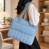 15-Inch Quilted Laptop Shoulder Tote Bag