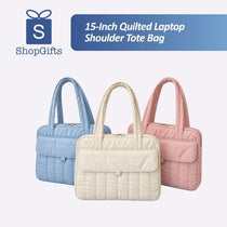 15-Inch Quilted Laptop Shoulder Tote Bag