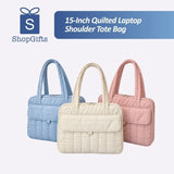 15-Inch Quilted Laptop Shoulder Tote Bag