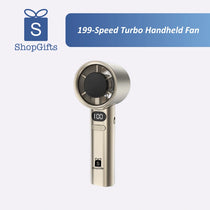 Handheld fan featuring ShopGifts logo.