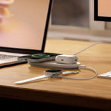 Sleek Black BoostCharge Pro 2-in-1 Magnetic Charging Pad with smartphone and earbuds charging simultaneously_ Customised Corporate Gifts