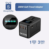 200W GaN Universal Travel Adapter with Smart  Display Screen  - USB-C & A Charger _ Corporate gifts supplier singapore