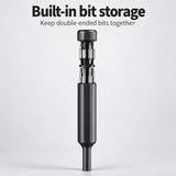27-in-1 Multifunction Tool with black faceted handle and removable bit carrier for precision screw tasks