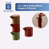 Terracotta red silicone wine bottle stopper and pourer with pull-tab corporate gifts