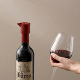 Terracotta red silicone wine bottle stopper and pourer with pull-tab corporate gifts