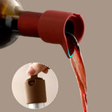 Terracotta red silicone wine bottle stopper and pourer with pull-tab corporate gifts