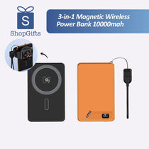 Orange Metallic Ultra-Thin 10000mAh Magnetic Power Bank with built-in stand and C-C port _ corporate gifts