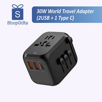 30W World Travel Adapter (2USB + 1 Type C)