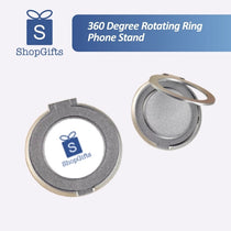 Silver 360 Degree Rotating Ring Phone Stand with textured finish on a smartphone back_ Gift Shop