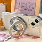 Silver 360 Degree Rotating Ring Phone Stand with textured finish on a smartphone back_ Gift Shop