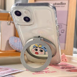 Silver 360 Degree Rotating Ring Phone Stand with textured finish on a smartphone back_ Gift Shop