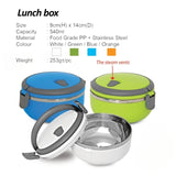 Premium Insulated Office Dining Gift Set with blue lunch box, black thermal flask, and stainless steel cutlery_Customised Corporate Gifts
