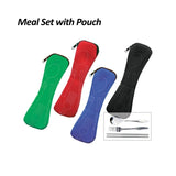 Premium Insulated Office Dining Gift Set with blue lunch box, black thermal flask, and stainless steel cutlery_Customised Corporate Gifts
