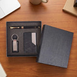 Signature Executive 3-Piece Business Set featuring black metal pen and leather card holder in a gift box_ Customised Corporate Gifts Singpaore