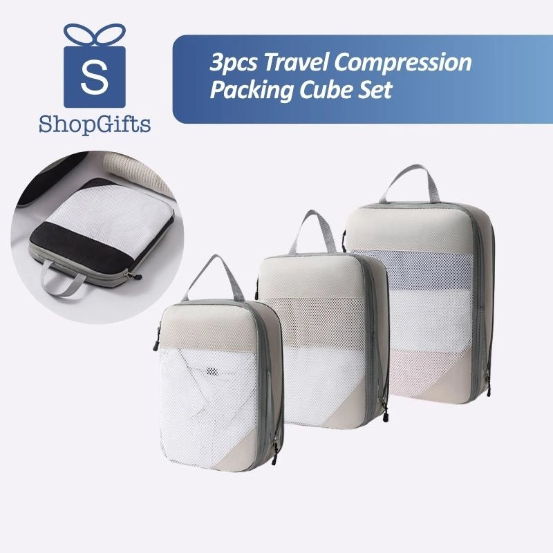 3-Piece Travel Compression Packing Cubes Set | Luggage Organizers_ corporate gifts supplier Singapore