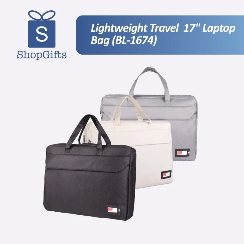 41cm Two-Compartment Laptop Document Bag (BL-1674) in grey polyester for office and seminar use_corporate gift
