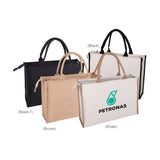 42cm Heavy-Duty Canvas Tote Bag (BS-3330) in natural canvas with contrasting handles for corporate events_customised canvas bag