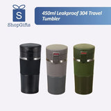 450ml SUS304 Leakproof Travel Tumbler in five colours on a clean tabletop display_corporate gifts singapore