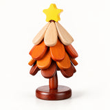 4pcs Wooden Coster Tree in natural and brown wood tones with a yellow star beside a coffee mug_customised Corporate Gifts