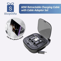 Matte black OmniCharge 60W Retractable Universal Travel Kit with adapters and SIM tool in a compact case_customised corporate gifts singapore