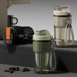  650ml Dual-Sip Aesthetic Travel Bottle in matte olive green with woven carry strap_Water Bottle Singapore