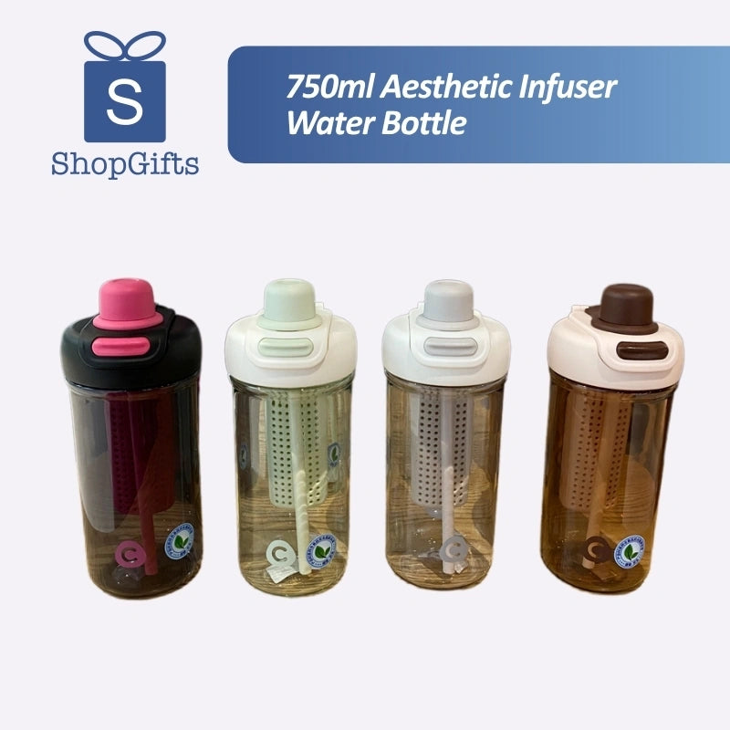 Aura Minimalist 750ml Fruit Infuser Bottle in translucent finish with fruit slices inside on a clean surface_corporate gift