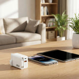 Sleek 80W GaN Retractable Fast Charging Hub with integrated USB-C cable for laptops and smartphones