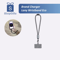 Lanyard with built-in charger for a phone, branded as ShopGifts.