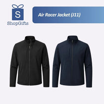 Water-Repellent 4-Way Stretch Corporate Jacket (J11) in navy, worn during an urban commute_corporate apparel singapore
