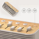 Minimalist ambient speaker glowing with warm light in a modern room