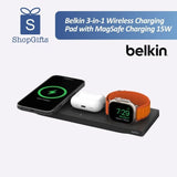 Sleek Black Belkin MagSafe 3-in-1 Wireless Charging Station for iPhone, Apple Watch, and AirPods_Premium Custom Corporate Gifts